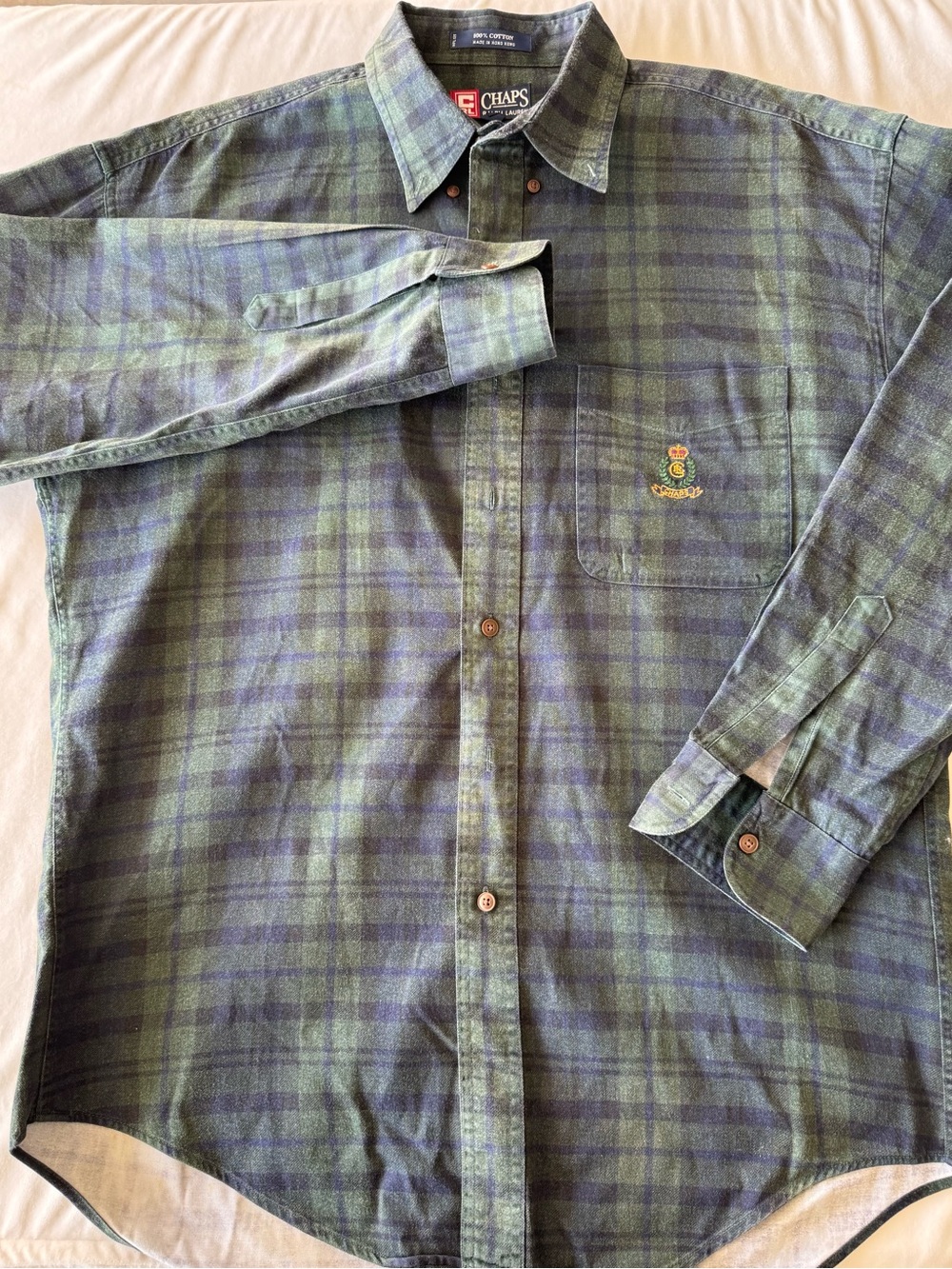 Vintage Chaps Ralph Lauren men’s Green Plaid Button-Down Shirt